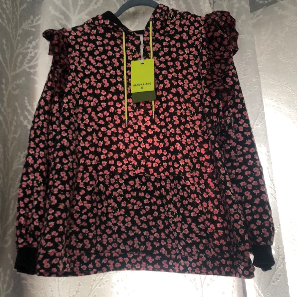 Sandy Liang x Target Pink Ditsy Floral Ruffle Sleeve Hoodie  1X